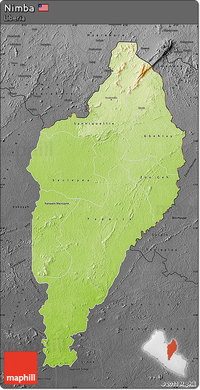 Physical Map of Nimba, darken, desaturated