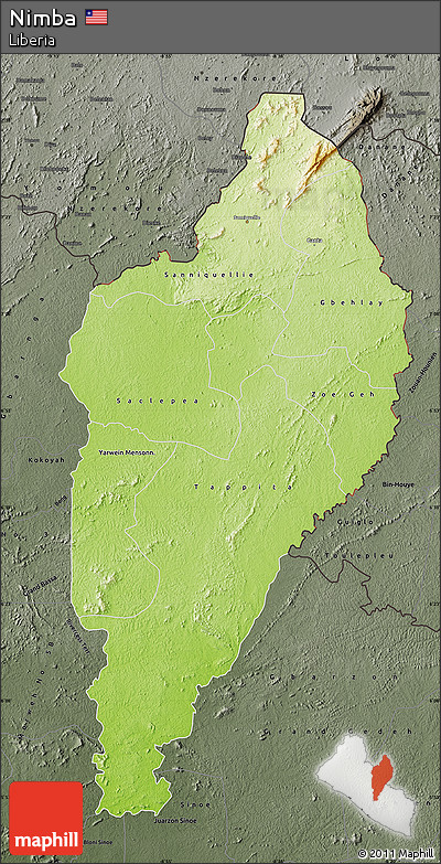 Physical Map of Nimba, darken, semi-desaturated