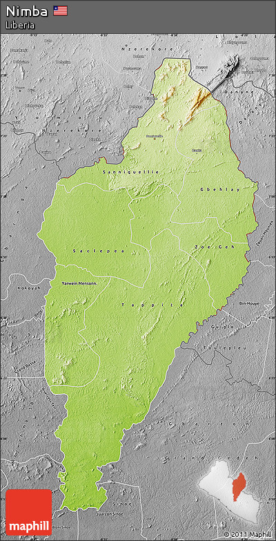 Physical Map of Nimba, desaturated