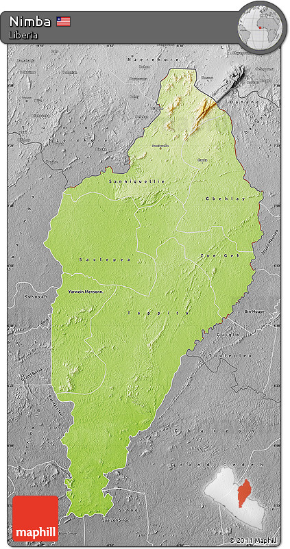 Physical Map of Nimba, desaturated