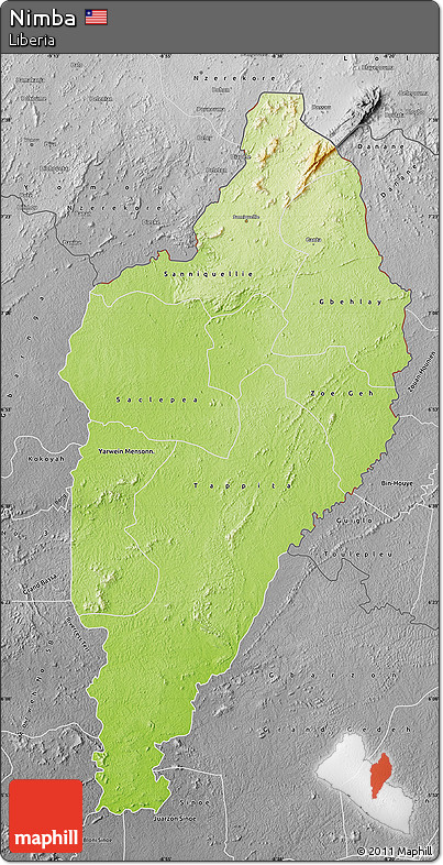 Physical Map of Nimba, desaturated