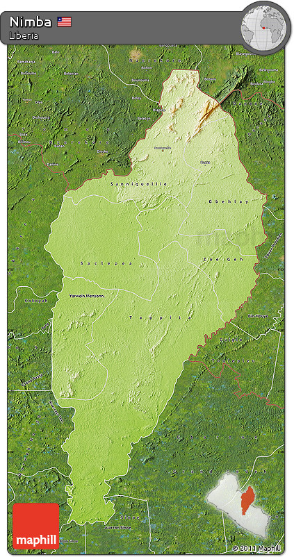 Physical Map of Nimba, satellite outside