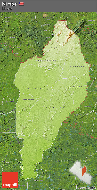 Physical Map of Nimba, satellite outside