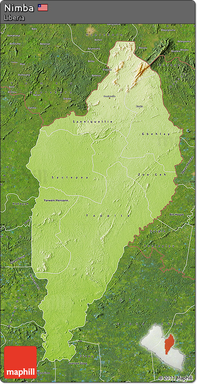 Physical Map of Nimba, satellite outside