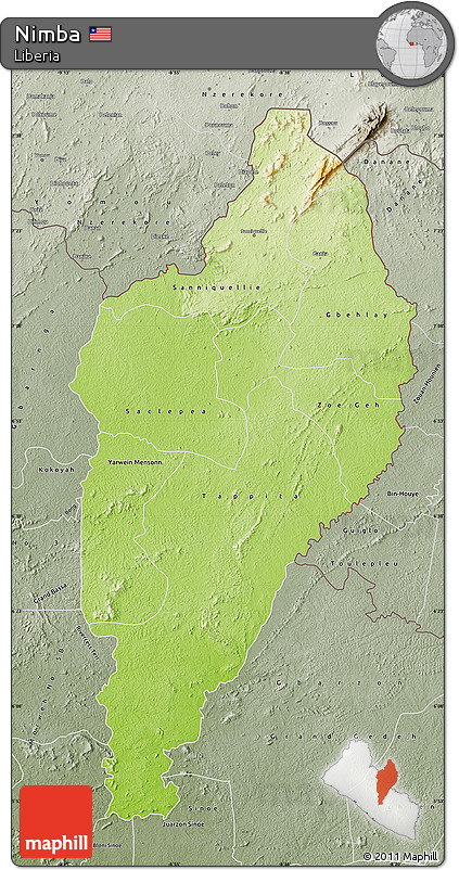 Physical Map of Nimba, semi-desaturated