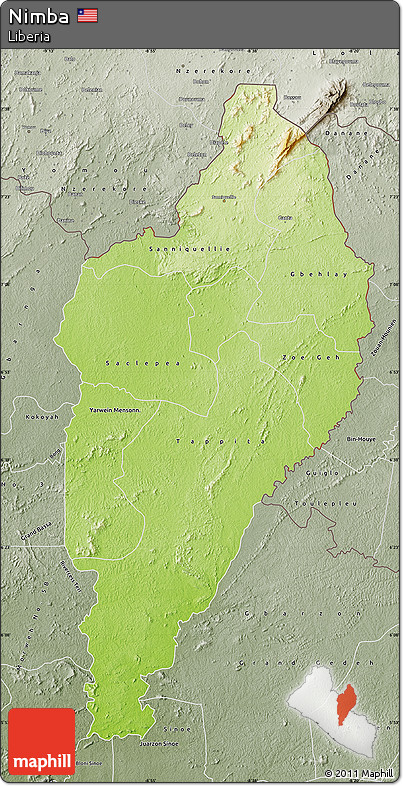 Physical Map of Nimba, semi-desaturated