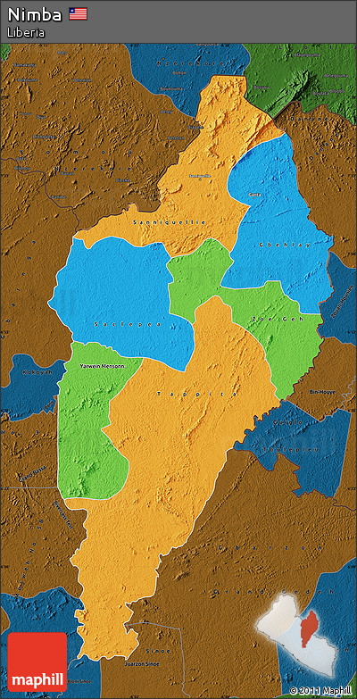 Political Map of Nimba, darken