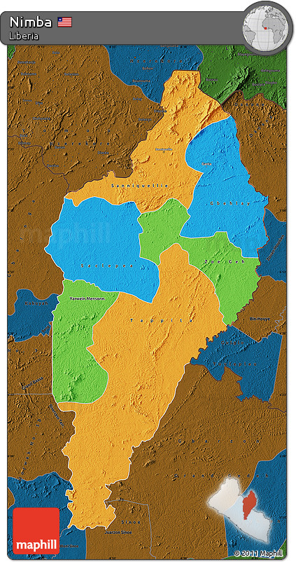 Political Map of Nimba, darken