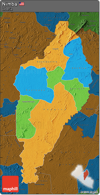 Political Map of Nimba, darken