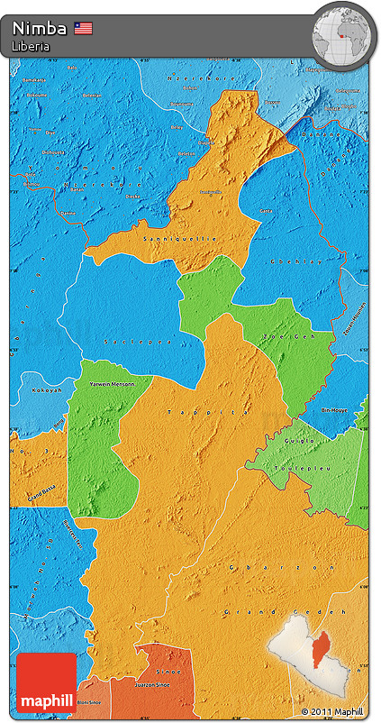 Political Map of Nimba, political shades outside