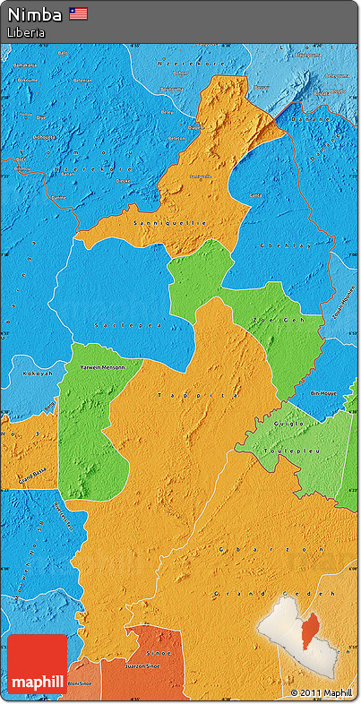 Political Map of Nimba, political shades outside