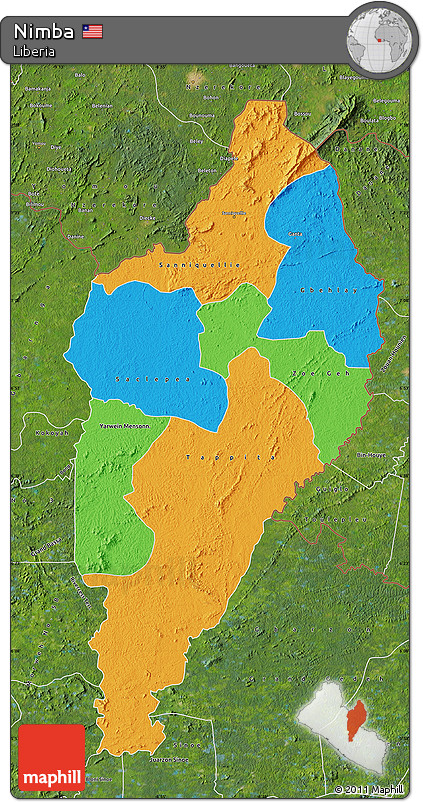 Political Map of Nimba, satellite outside