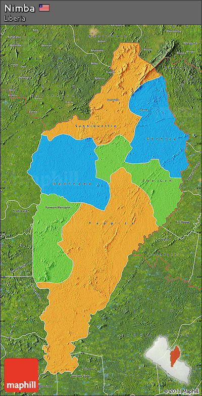 Political Map of Nimba, satellite outside
