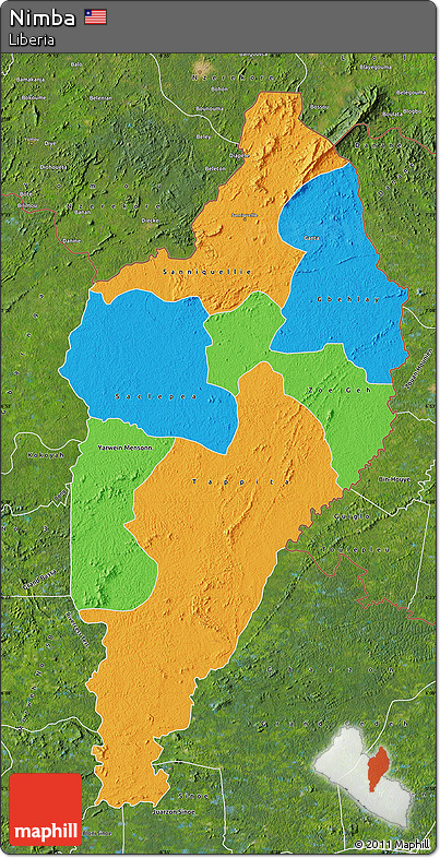 Political Map of Nimba, satellite outside
