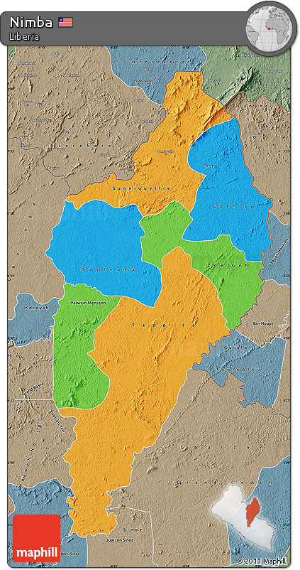 Political Map of Nimba, semi-desaturated