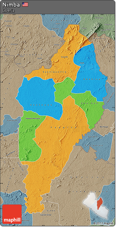 Political Map of Nimba, semi-desaturated