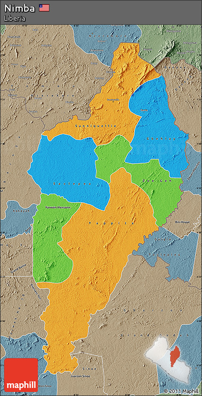 Political Map of Nimba, semi-desaturated