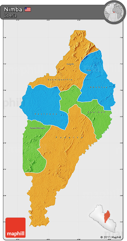 Political Map of Nimba, single color outside