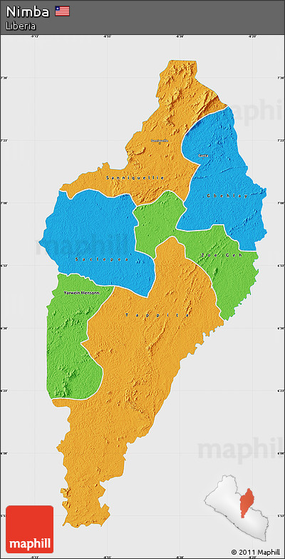 Political Map of Nimba, single color outside