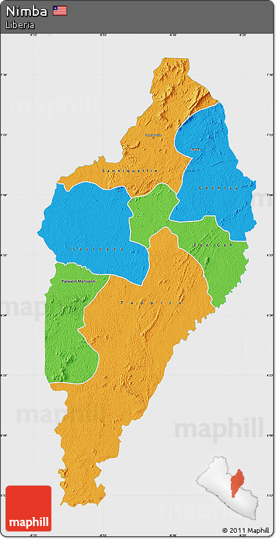Political Map of Nimba, single color outside