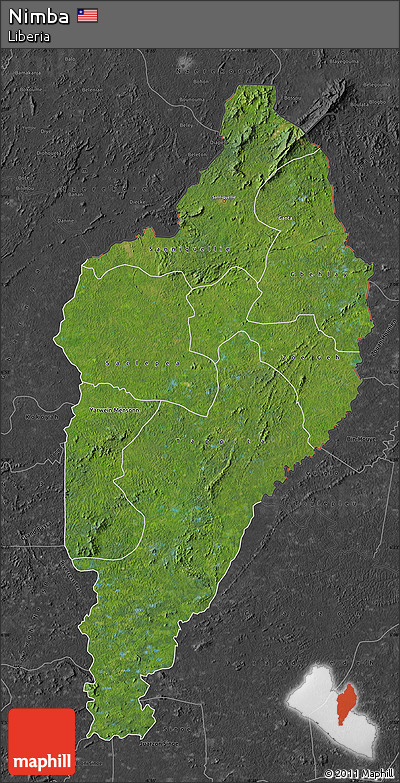 Satellite Map of Nimba, darken, desaturated