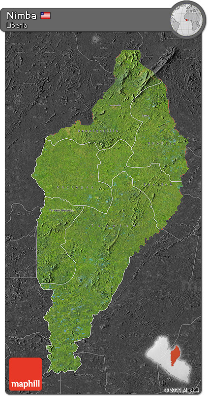 Satellite Map of Nimba, darken, desaturated