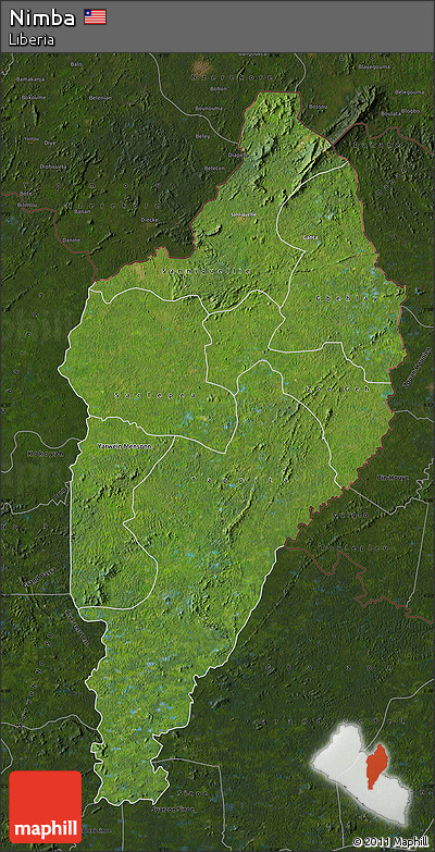 Satellite Map of Nimba, darken