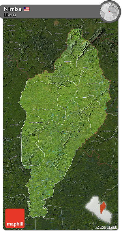 Satellite Map of Nimba, darken