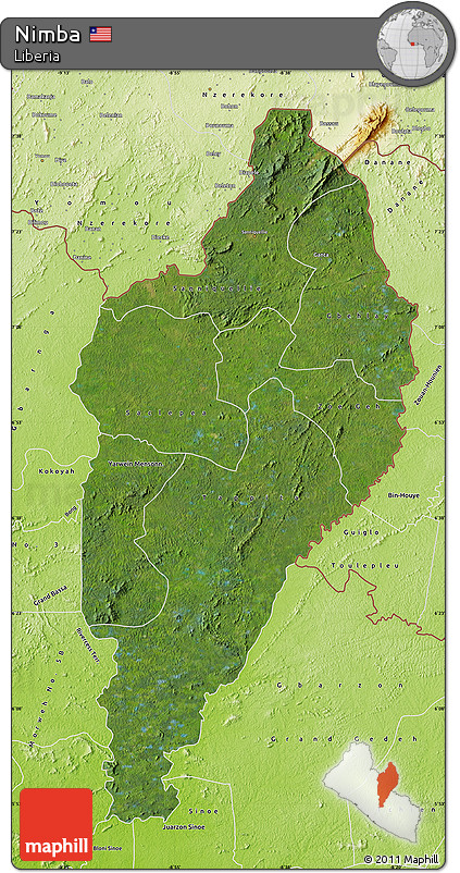Satellite Map of Nimba, physical outside