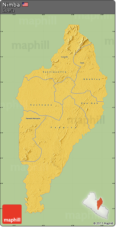 Savanna Style Map of Nimba, single color outside