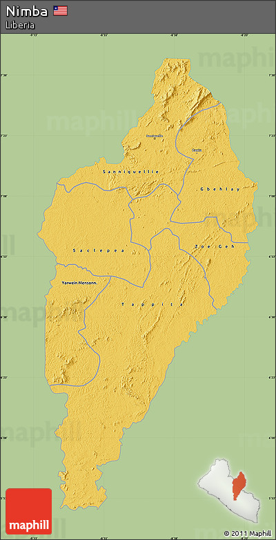 Savanna Style Map of Nimba, single color outside