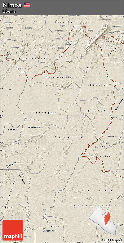 Shaded Relief Map of Nimba
