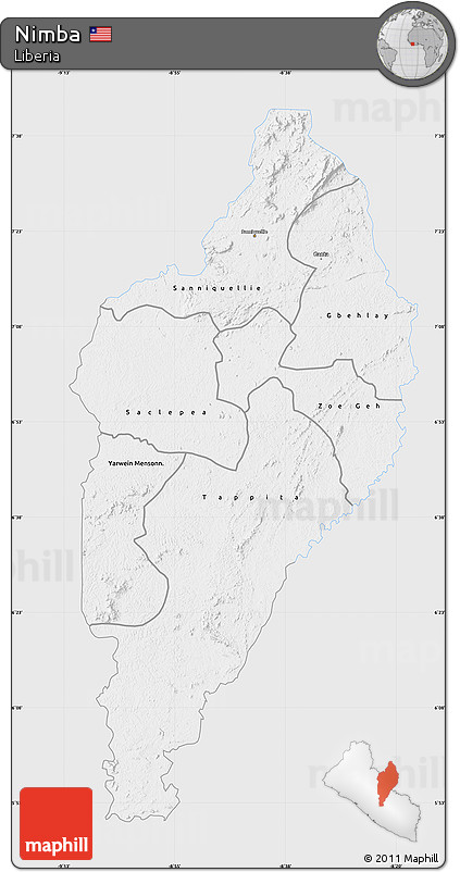 Silver Style Map of Nimba, single color outside