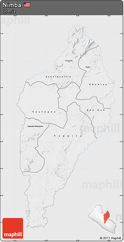 Silver Style Map of Nimba, single color outside