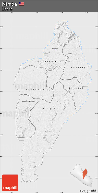 Silver Style Map of Nimba, single color outside