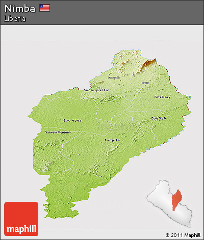 Physical Panoramic Map of Nimba, cropped outside