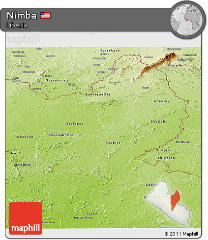 Physical Panoramic Map of Nimba