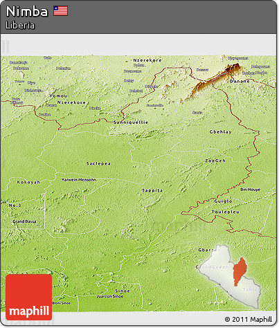 Physical Panoramic Map of Nimba
