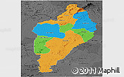 Political Panoramic Map of Nimba, darken, desaturated