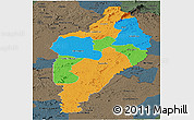 Political Panoramic Map of Nimba, darken, semi-desaturated