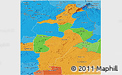 Political Panoramic Map of Nimba, political shades outside