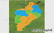 Political Panoramic Map of Nimba, satellite outside