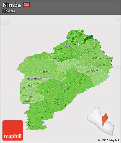 Political Shades Panoramic Map of Nimba, cropped outside