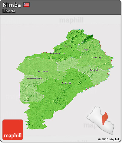 Political Shades Panoramic Map of Nimba, cropped outside