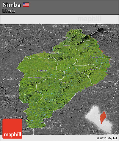 Satellite Panoramic Map of Nimba, desaturated
