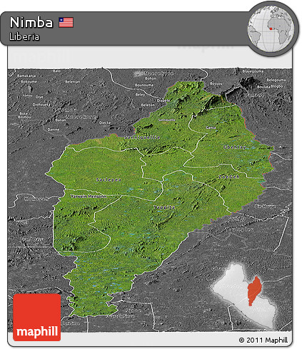 Satellite Panoramic Map of Nimba, desaturated