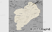 Shaded Relief Panoramic Map of Nimba, darken, desaturated