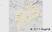 Shaded Relief Panoramic Map of Nimba, desaturated