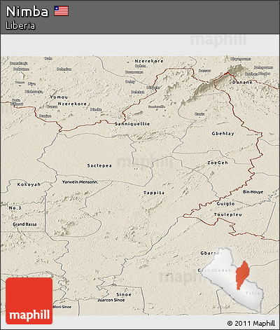 Shaded Relief Panoramic Map of Nimba