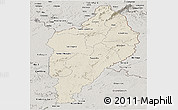 Shaded Relief Panoramic Map of Nimba, semi-desaturated